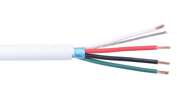 Liberty Cable 22-2P-PSH/UN-WHT White Intercom 22 AWG 2 pair with one pair shielded plenum cable