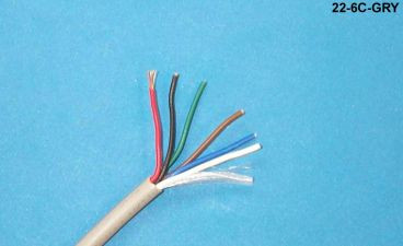 Liberty Cable 22-6C-GRY Grey Commercial grade general purpose 22 AWG 6 conductor cable