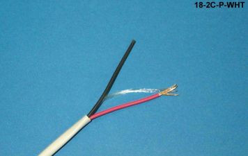 Liberty Cable 18-2C-P-WHT White Commercial grade general purpose 18 AWG 2 conductor plenum cable