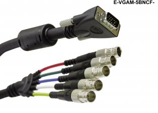 Liberty Cable E-VGAM-5BNCF-3 3 ft Premium Molded VGA male to 5 BNC female cable