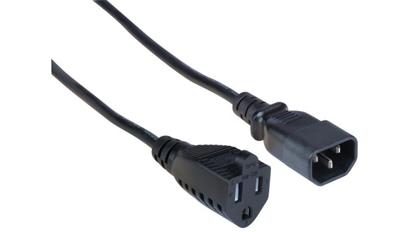 Liberty Cable P10A-15R-C14-01 1 ft Economy UL listed NEMA 5-15R to IEC 60320 C14 18 AWG 10 Amp Power Cords
