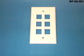 Liberty Cable WP-N6-WH Keystone single gang 6-port smooth faceplate