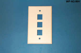 Liberty Cable WP-N3-WH Keystone single gang 3-port smooth faceplate