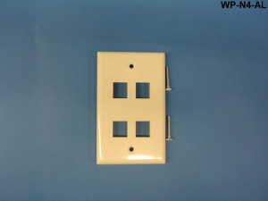 Liberty Cable WP-N4-AL Keystone single gang 4-port smooth faceplate