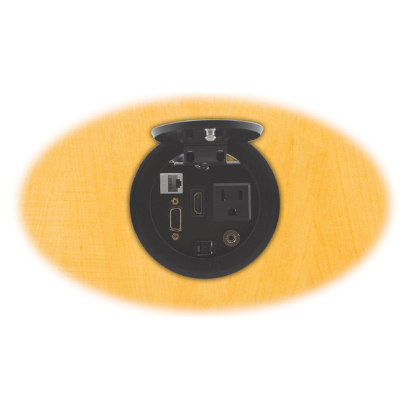 Kramer RTBUS-11(BC) Round Table Mount Multi Connection Solution Pneumatic Lid 88mm Cut Out - Brushed Aluminum