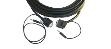 Kramer CP-GMA/GMA/XL-25 15-pin HD (M-M) + 3.5mm Plenum Cable, Molded Straight to Backshell 45o - 25 FT