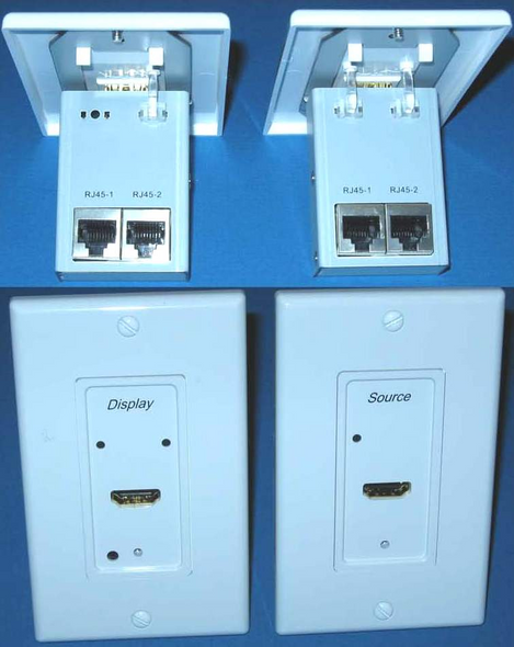 HDMI OVER DUAL TWISTED-PAIR WALL PLATE RECEIVER WITH POWER SUPPLY