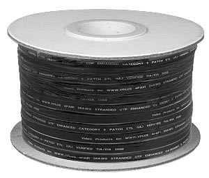 NTI cat6-sf-bulk-black CAT6 Super Flat Stranded Unshielded Bulk Cable, Black, 250 feet