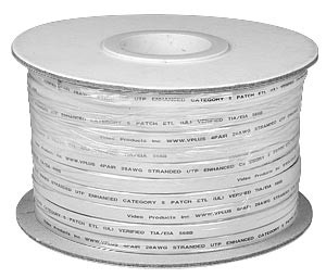 NTI cat5e-sf-bulk-white CAT5e Super Flat Stranded Unshielded Bulk Cable, White, 250 feet