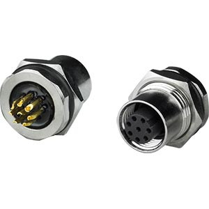 NTI m12-8pwtp-ps M12 8-Pin Field Assembly Circular Connector, Female, A Coded, Panel Side