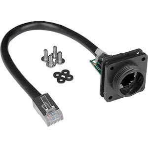 NTI rj45-5ewtp-cs20-cb8i-shld CAT5e Waterproof Case Side RJ45 Connector with Shielded Cable and 15/16 " - 20 UNEF threading