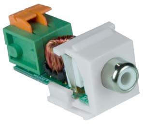 NTI balun-ky5rca-w-white Composite RCA via CAT5 Keystone Insert, White