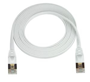NTI cat7-sf-25-white CAT7 Super Flat Stranded Shielded Cable, White, 25 feet