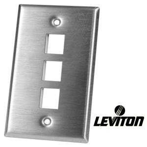 NTI plt-m-3-l 3-Port Leviton Stainless Steel Keystone Wallplate