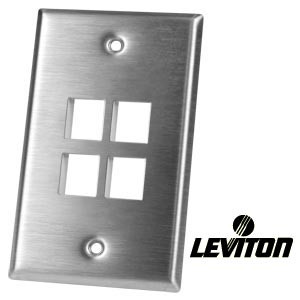 NTI plt-m-4-l 4-Port Leviton Stainless Steel Keystone Wallplate