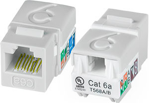 NTI jck-6a-vm-white CAT6a Mini Vertical Keystone Jack, White