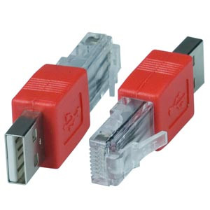 NTI usbam-rj45m-co USB Type A Male to RJ45 Male Crossover Adapter, Red