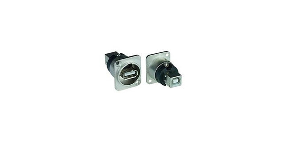 NTI pm-usbaf-usbbf USB D-Series Panel Mount Feedthrough Connector, Female USB Type A to Female USB Type B