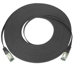 NTI cat5e-sf-1-black-shld CAT5e Super Flat Stranded Shielded Cable, 1 foot