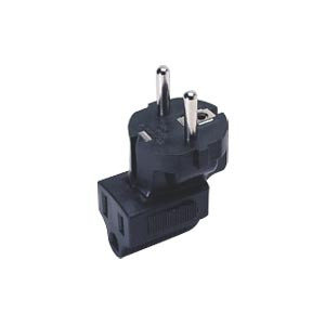 NTI pwr-cee77515r-d Schuko CEE 7/7 to NEMA 5-15R Power Plug Adapter, Down Angled