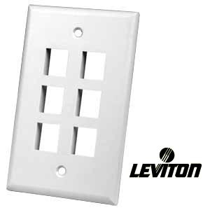 NTI plt-6-white-l 6-Port Leviton Keystone Wallplate