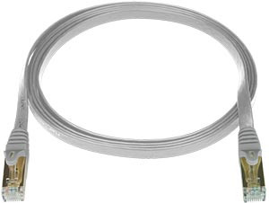 NTI cat7-flt-2-gray CAT7 Flat Stranded Shielded Cable, Gray, 2 feet