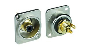 NTI pm-rcaf-sldr-b RCA D-Series Panel Mount Jack, Black Isolation Washer, Female RCA to Solder Type