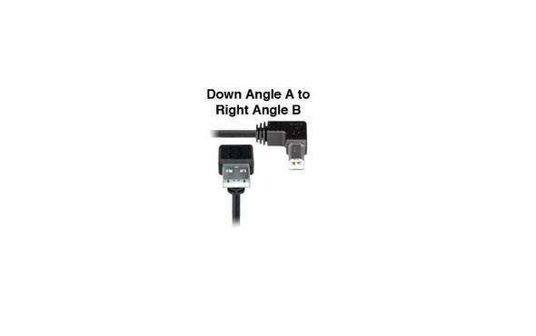 NTI usb2-ab-dra-1m-k USB 2.0 Down Angle Type A to Right Angle Type B Cable, Male to Male, 1 meter
