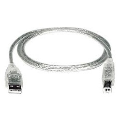 NTI usb2-ab-0-5m-5t USB 2.0 Type A to Type B, Male to Male, Clear, 0.5 meters