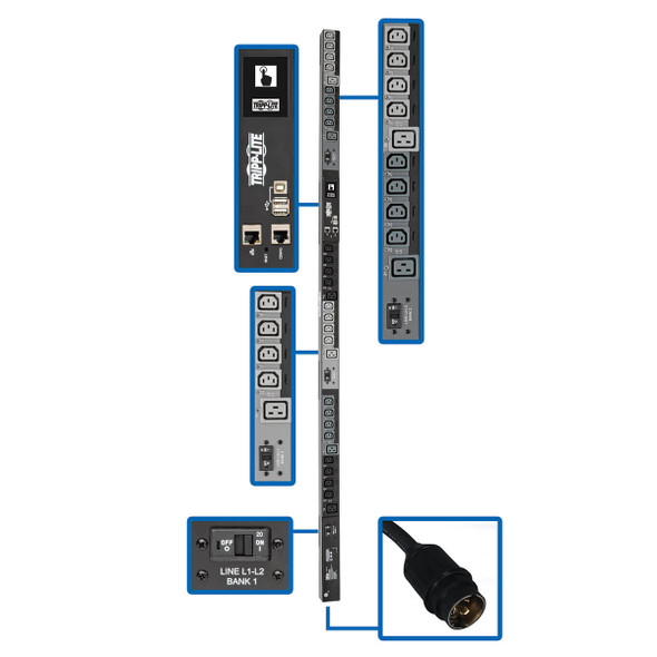 Tripp Lite PDU3EVSR6H50 3-Phase PDU Switched 14.5kW 200/208/240V 24 C13,6 C19, CS8365C