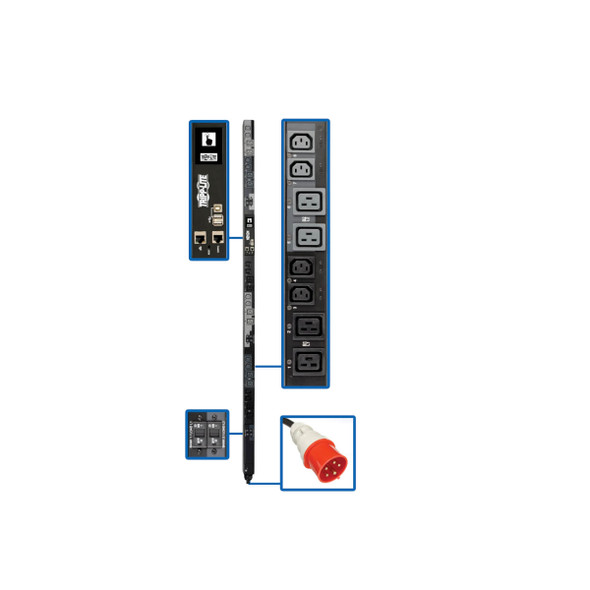 Tripp Lite PDU3XEVSR6L2230 3-Phase PDU Switched 17.3kW 240V 12 C13, 12 C19 L22-30P TAA
