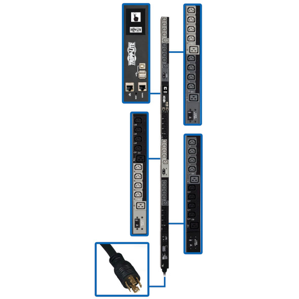 Tripp Lite PDU3EVS6H50 PDU 3Phase Switched 14.5kW 208V/240V 6 C13 12 C19 50A CS8365C 0U