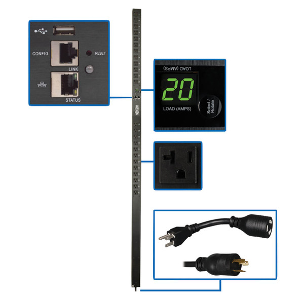 Tripp Lite PDUMNV20LX PDU Monitored 1.9kW 120V 24 5-15/20R LX Platform 70" 0URM TAA