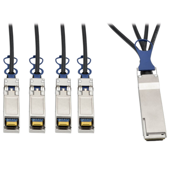 Tripp Lite N281-01M-BK 40GbE QSFP+ to 10GbE SFP+ Passive Copper Breakout Cable 1M 3'