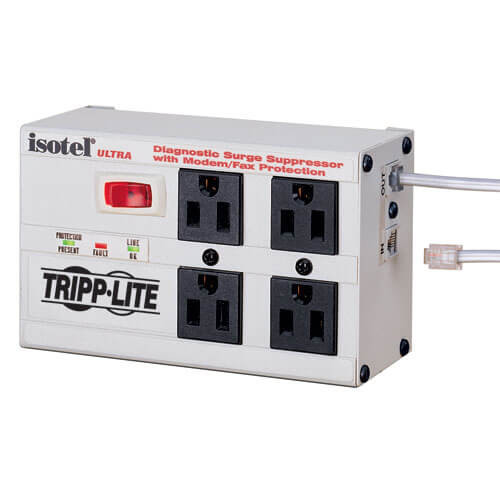 Tripp Lite ISOTEL4 ULTRA Isobar Surge Protector Metal RJ11 4 Outlet 6ft Cord 3330 Joule