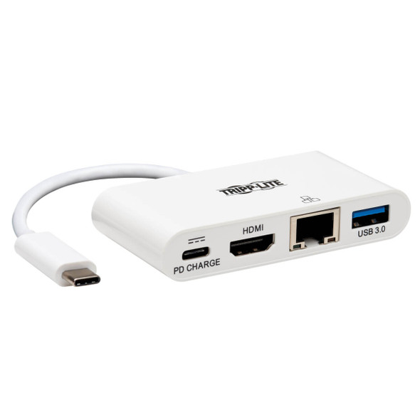 Tripp Lite U444-06N-H4GU-C USB-C to HDMI Adapter w/ USB Hub, USB-C PD Charging, Gbe Port 4K