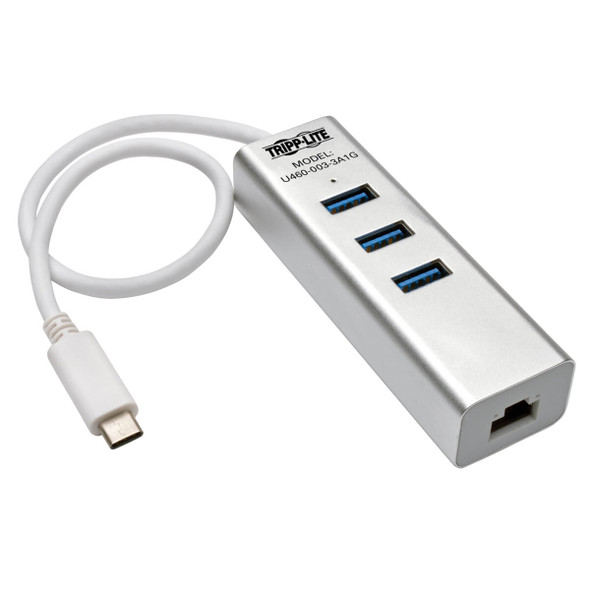 Tripp Lite U460-003-3A1G 3-Port Portable USB 3.1 Gen 1 USB-C Gigabit Ethernet Adapter
