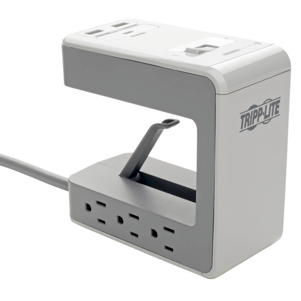 Tripp Lite TLP648USBC Surge Protector Desk Clamp 6-Outlet 2 USB-A, 1 USB-C 8ft Cord