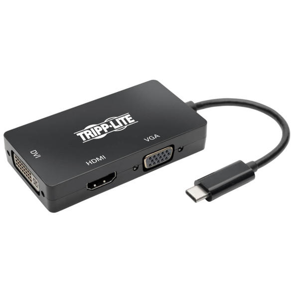 Tripp Lite U444-06N-HDV4KB USB C Multiport Adapter HDMI / DVI / VGA 4Kx2K USB Type C Black