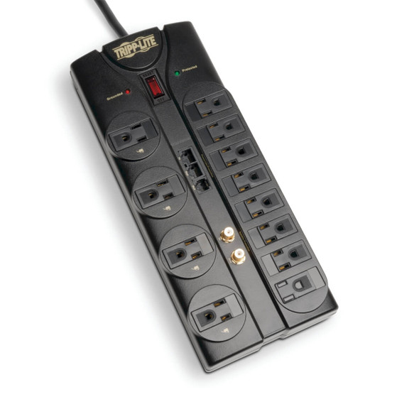 Tripp Lite TLP1208SAT Surge Protector 120V 12 Outlet RJ11 RJ45 Coax 8ft Crd 2880 Joule