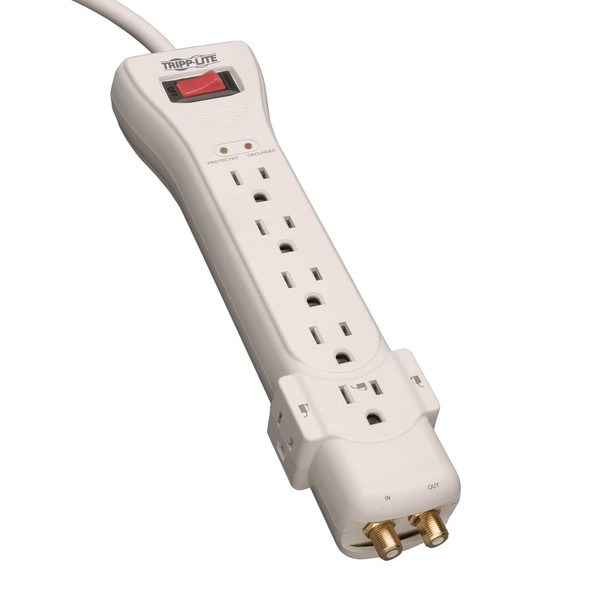 Tripp Lite SUPER7COAX Surge Protector Strip 120V 7 Outlet Coax 7ft Cord 2160 Joule