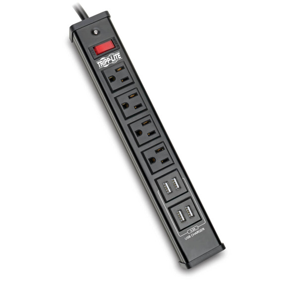 Tripp Lite TLM446USBB Surge Protector Strip 4-Outlet 4 USB Charging Ports 6ft Cord