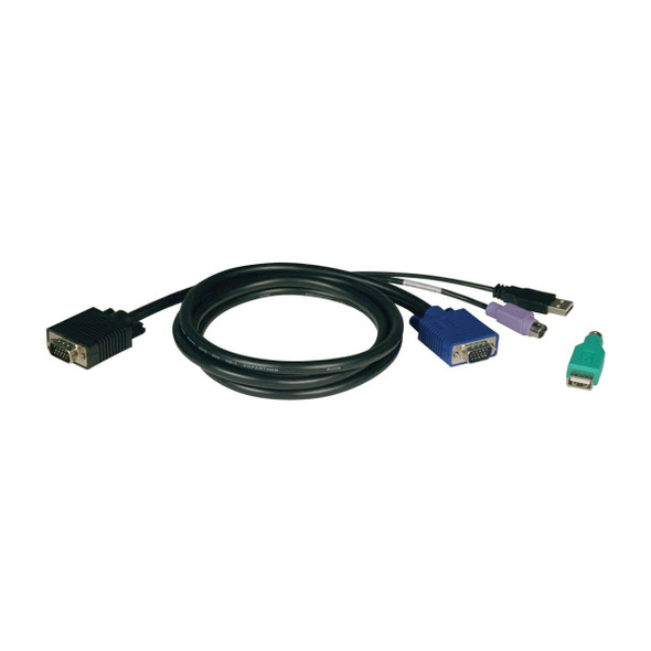 Tripp Lite P780-015 KVM USB/PS2 Cable for B040 & B042 KVMs (includes USB AF to PS/2 M adapter) - 15'