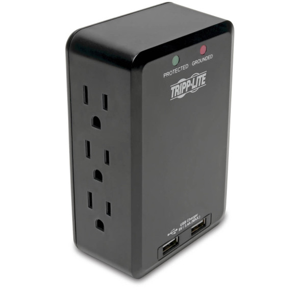 Tripp Lite TLP6SLUSBB Direct Plug-In Surge Protector Side Load 6 Outlet & 2 USB Ports