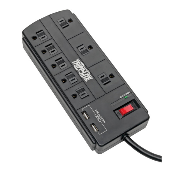 Tripp Lite TLP88USBB Surge Protector Power 8-Outlet 2 USB Charging Ports 8ft Cord