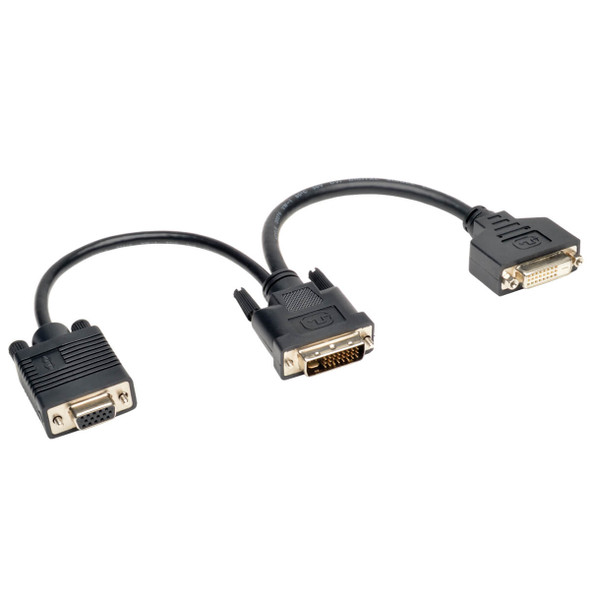 Tripp Lite P564-06N-DV 6 Inch DVI Digital Y Splitter Cable DVI-I M to DVI-D F & HD15 F