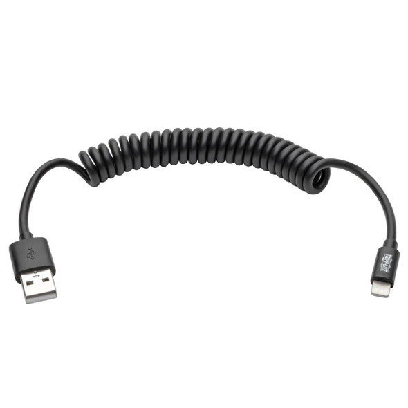 Tripp Lite M100-004COIL-BK Lightning to USB Sync/Charge 1ft Coiled 4ft Extended iPhone iPad