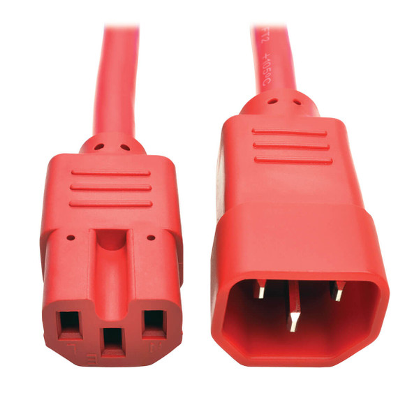 Tripp Lite P018-006-ARD 6ft Heavy Duty Power Extension Cord 15A 14 AWG C14 C15 Red 6'