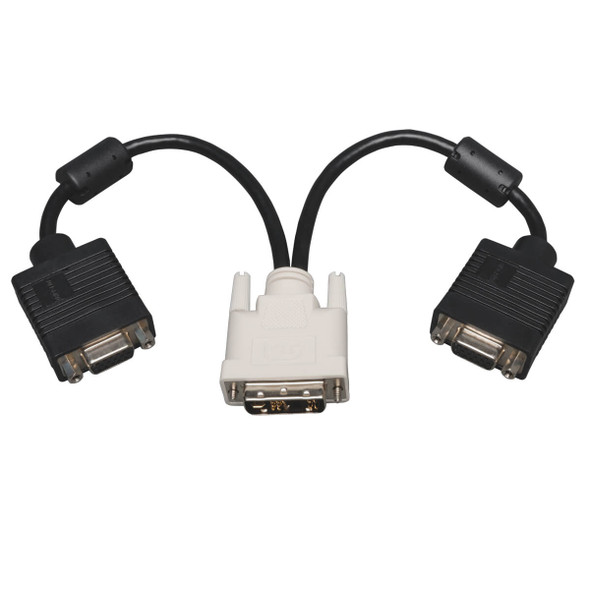 Tripp Lite P120-001-2 1ft DVI to VGA Splitter Adapter DVI-A Analog M to 2x HD15F 1'