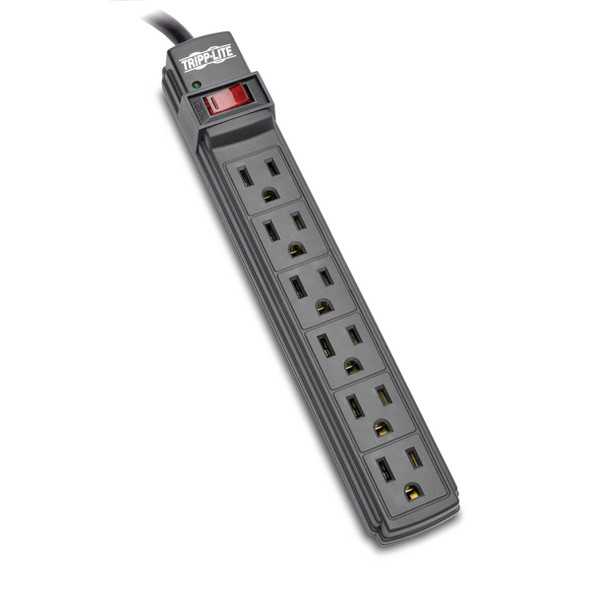 Tripp Lite PS66B 6 Outlet Power Strip NEMA 5-15R AC 6 ft Cord 5-15P Black Housing